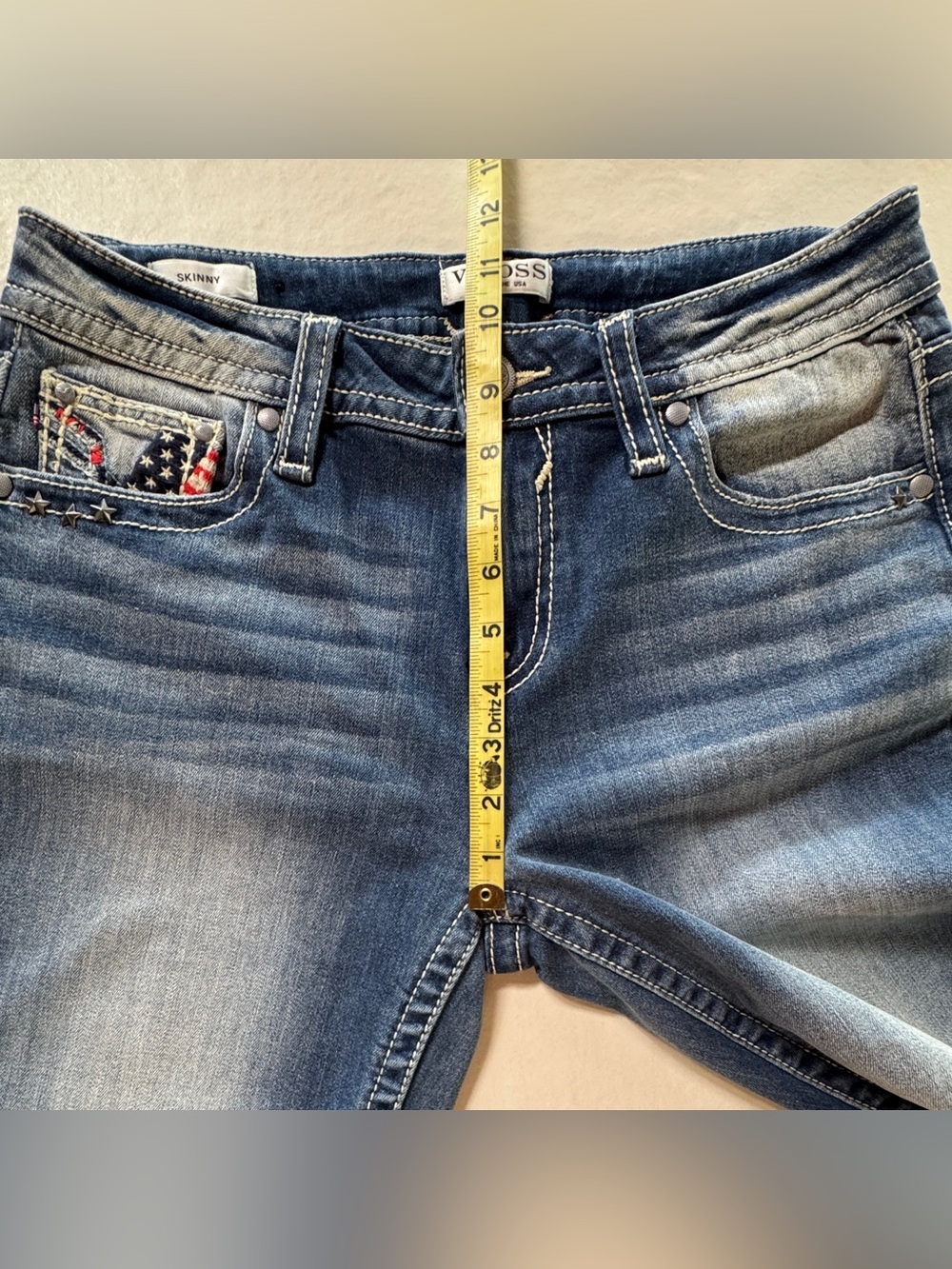 VIGOSS Heritage Mid-Rise Americana Skinny Jean Flag Embroidery Patriotic (10) View 6